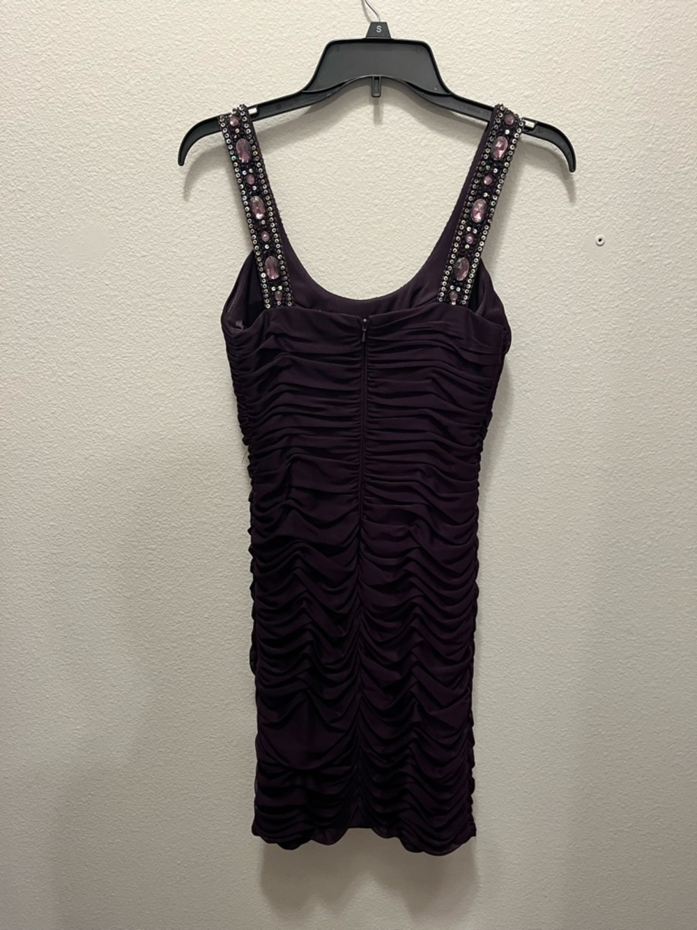 Cache Jewel-Embellished Ruched Purple Backless Dress - Picture 3 of 4